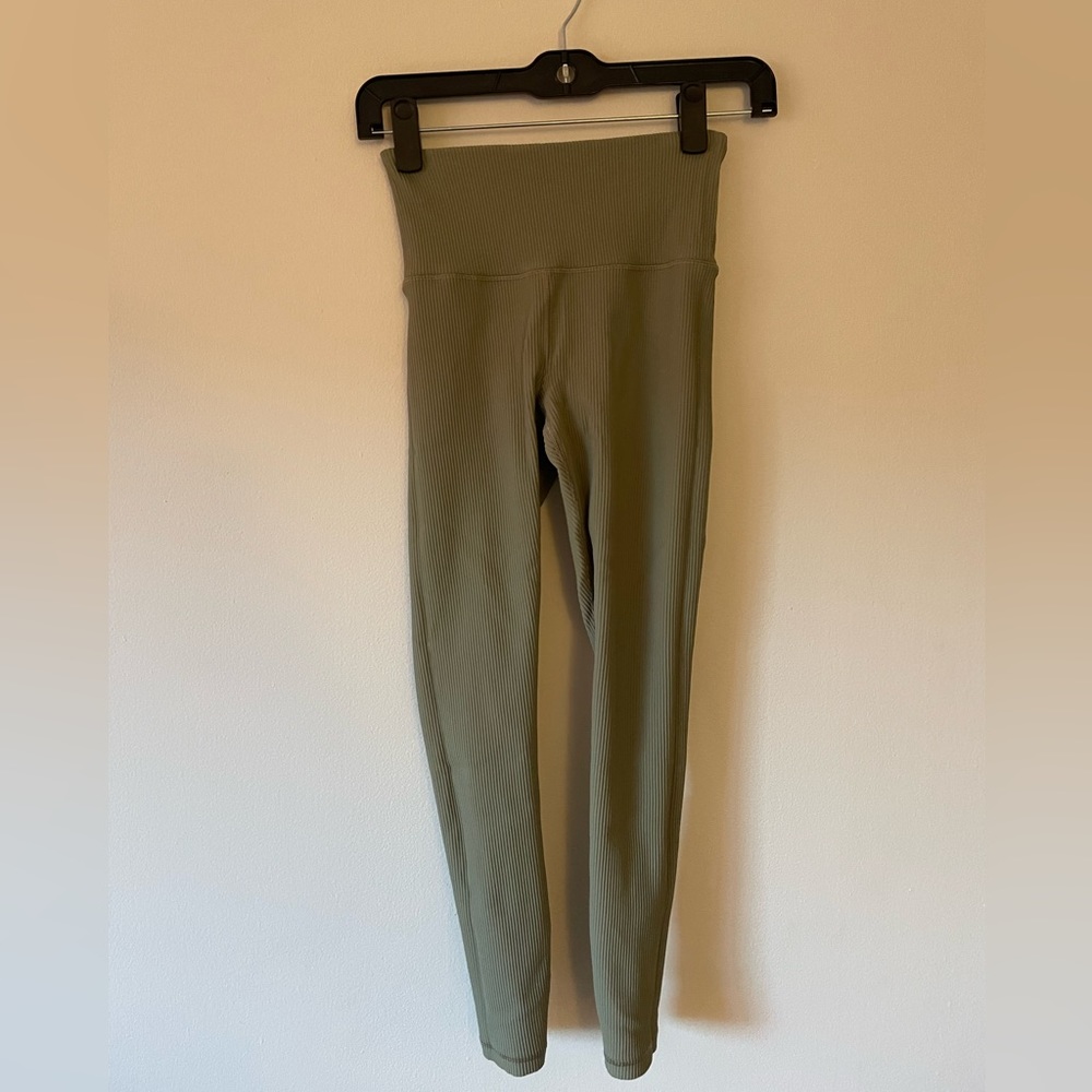 Athleta ribbed elation tight in celery green